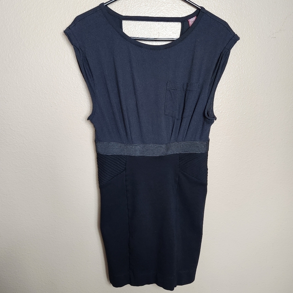 Free People Womens Black T-Shirt Bodycon Dress w/ V-Back |S|